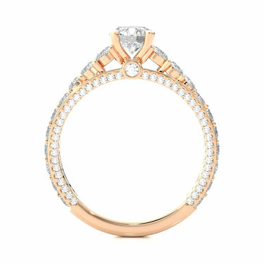 1.80 Ct Round Cut Solitaire Prong Setting Diamond Ring With Side Accents In Rose Gold
