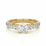 1.80 Ct Round Cut Solitaire Prong Setting Diamond Ring With Side Accents In Yellow Gold