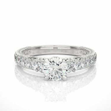 1.80 Ct Round Cut Solitaire Prong Setting Diamond Ring With Side Accents In White Gold
