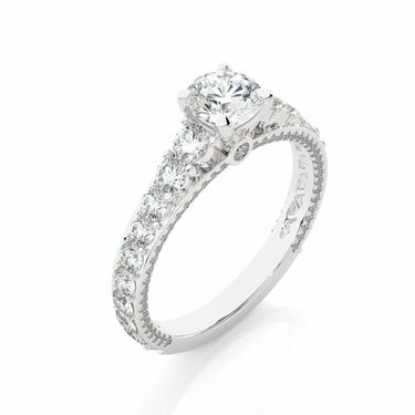 1.80 Ct Round Cut Solitaire Prong Setting Diamond Ring With Side Accents In White Gold