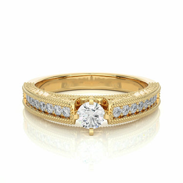0.50 Ct Vintage Round Diamond Ring In Yellow Gold