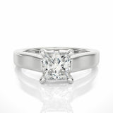 1.35 Ct Princess Cut Solitaire 4 Prong Setting Moissanite Ring In White Gold