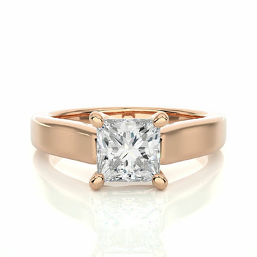 1.35 Ct Princess Cut Solitaire 4 Prong Setting Moissanite Ring In Rose Gold