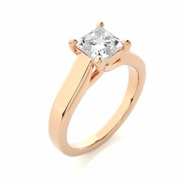 1.35 Ct Princess Cut Solitaire 4 Prong Setting Moissanite Ring In Rose Gold