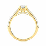 0.90 Ct Round Cut Solitaire Prong Setting Diamond Engagement Ring With Accents In Yellow Gold