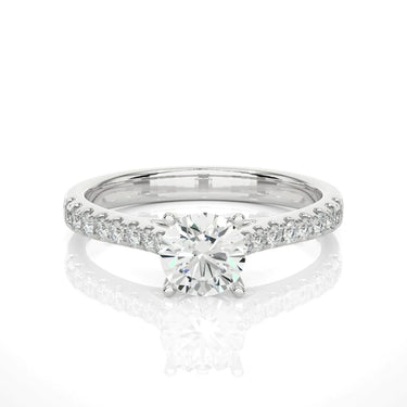 0.85 Ct Round Cut Moissanite Solitaire Ring In White Gold