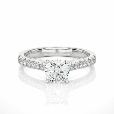 0.85 Ct Round Cut 4 Prong Set Lab Diamond Solitaire Engagement Ring In White Gold