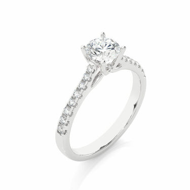 0.85 Ct Round Cut 4 Prong Set Lab Diamond Solitaire Engagement Ring In White Gold