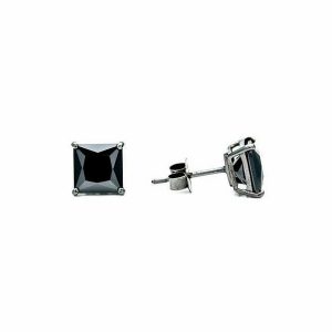 7 Carat Black Square Diamond Stud Earrings