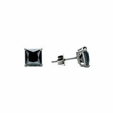 8 Carat Princess Cut Solitaire Prong Setting Black Diamond Studs