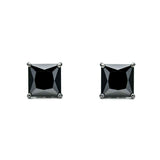 8 Carat Princess Cut Solitaire Prong Setting Black Diamond Studs