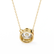 1.50ct Round Cut Bezel Set Lab Diamond Necklace in Yellow Gold