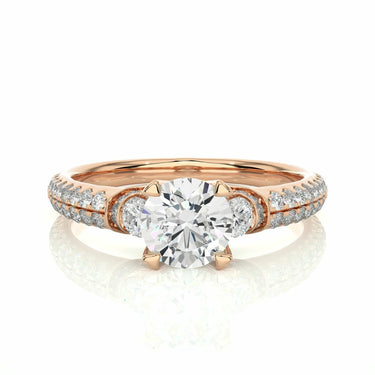 0.80 Ct Round Cut Prong Setting Lab Diamond Ring In Rose Gold With Accents