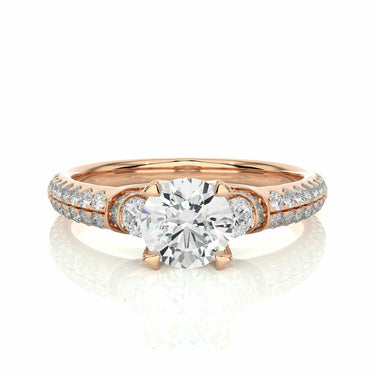 0.80 Ct Round Cut Prong Setting Diamond Ring In Rose Gold With Accents