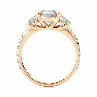 2.35 Ct Three Stone Trellis Lab Diamond Engagement Ring In Rose Gold