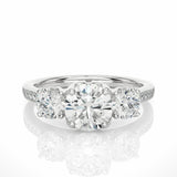 1.80 Carat Round Cut 3 Stone Prong Setting Diamond Engagement Ring With Accent In White Gold