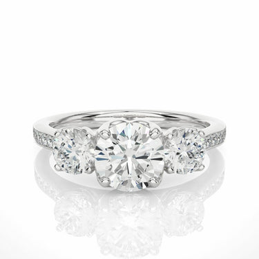 1.80 Carat 3 Stone Engagement Ring With Accent In White Gold
