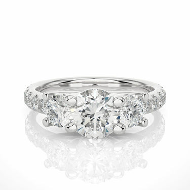 2.35 Carat Three Stone Trellis Moissanite Engagement Ring In White Gold