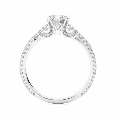 0.80 Ct Round Cut Prong Setting Lab Diamond Ringn In White Gold With Accents