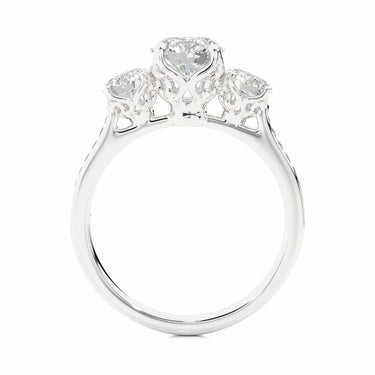 1.80 Carat Round Cut 3 Stone Prong Setting Diamond Engagement Ring With Accent In White Gold