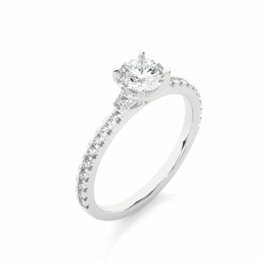 1 Ct Round Cut Fishtail Prongs Lab Diamond Engagement Ring In White Gold