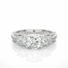 2 Ct Round Cut 4 Prong Setting Lab Diamond 3-Stone Engagement Ring in White Gold