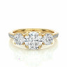 1.80 Carat Round Cut 3 Stone Prong Setting Diamond Engagement Ring With Accent In Yellow Gold