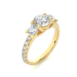 2.35 Ct Three Stone Trellis Lab Diamond Engagement Ring In Yellow Gold