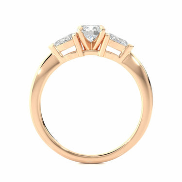 1 Carat Pear And Round Shape Three Stone Prong Set Diamond Ring in Rose Gold