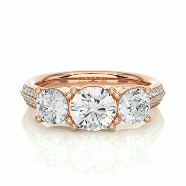 2.25 Ct Prong Setting Diamond Engagement Ring With Accents In Rose Gold