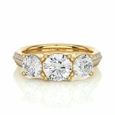 2.25 Ct Prong Setting Diamond Engagement Ring With Accents In Yellow Gold