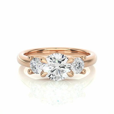 1.40 Ct Round Cut Three Stone Moissanite Engagement Ring In Rose Gold