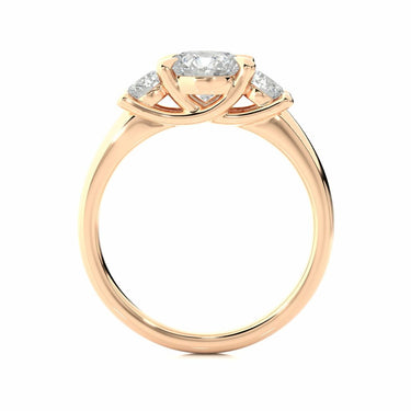1.40 Ct Three Stone Round Cut Engagement Ring In Rose Gold