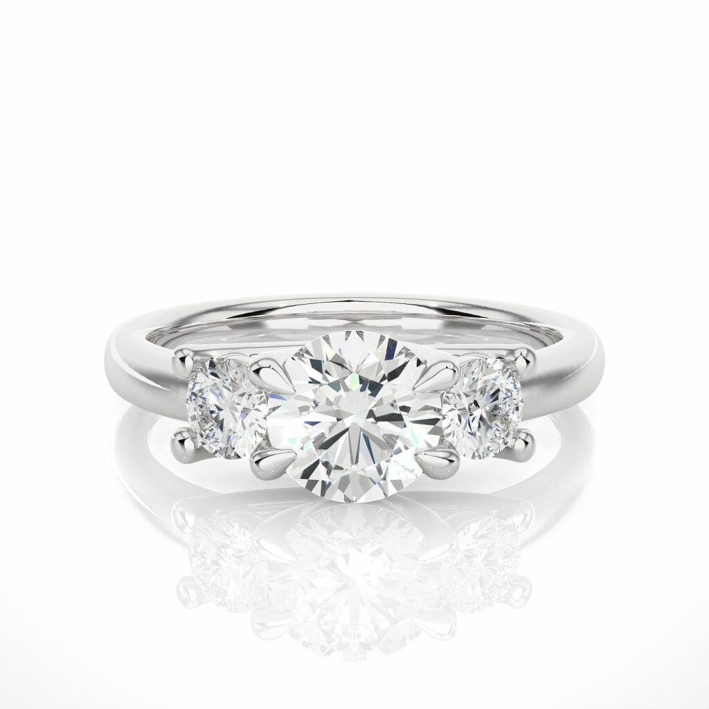 1.42 Ct Wt Lab Created Diamond 3 Stone Engagement Ring Lab Diamond Three Stone Engagement Rings