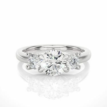 1.40 Ct Round Cut Three Stone Moissanite Engagement Ring In White Gold