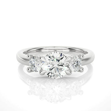 1.40 Ct 3 Stone Round Cut Moissanite Engagement Ring In White Gold