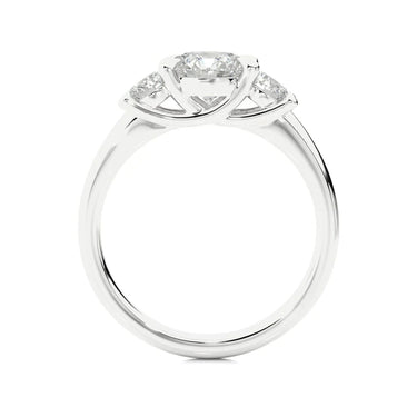 Bague de fiançailles en diamant cultivé en laboratoire à trois pierres de taille ronde de 1,40 ct en or blanc 