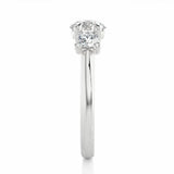 1.40 Ct Round Cut Three Stone Moissanite Engagement Ring In White Gold