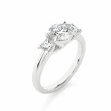 1.40 Ct Round Cut Three Stone Moissanite Engagement Ring In White Gold