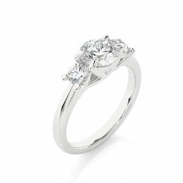 1.40 Ct Round Cut Three Stone Moissanite Engagement Ring In White Gold