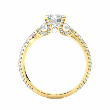0.80 Ct Round Cut Prong Setting Lab Diamond Ring In Yellow Gold With Accents
