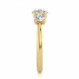 1.40 Ct Round Cut Three Stone Moissanite Engagement Ring In Yellow Gold