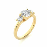 1.40 Ct Round Cut Three Stone Moissanite Engagement Ring In Yellow Gold