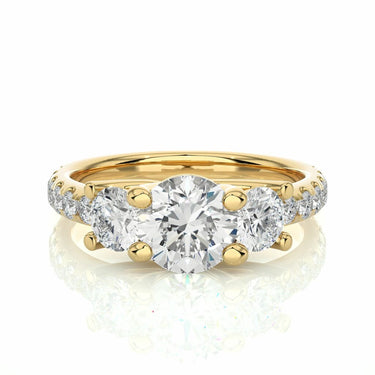 2.25 Ct Round Cut Prong Setting Lab Diamond Engagement Ring  In Yellow Gold