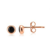 Classic 0.66 Carat Black Diamond Stud Earrings in Rose Gold 18K Yellow Gold