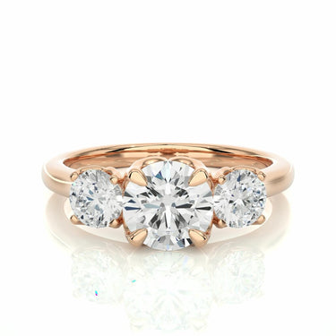 1 Carat Round Cut 3 Stone Prong Setting Diamond Engagement Ring In Rose Gold