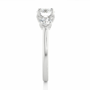 1.65 Ct Round Cut 4 Prong Set 3 Stone Lab Diamond Engagement Ring In White Gold