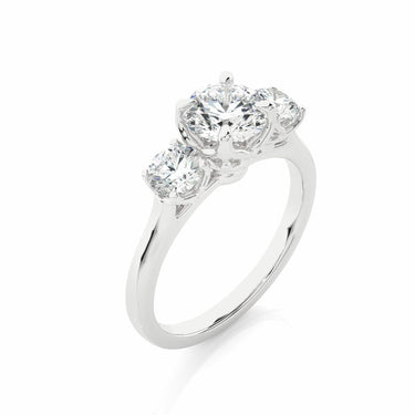 1 Ct Round Cut 4 Prong Set Lab Diamond 3 Stone Engagement Ring In White Gold