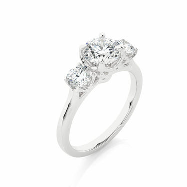 1.65 Ct Round Cut 4 Prong Set 3 Stone Lab Diamond Engagement Ring In White Gold