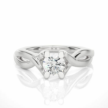 0.50 Ct Round Cut Solitaire Twisted Moissanite Engagement Ring In White Gold